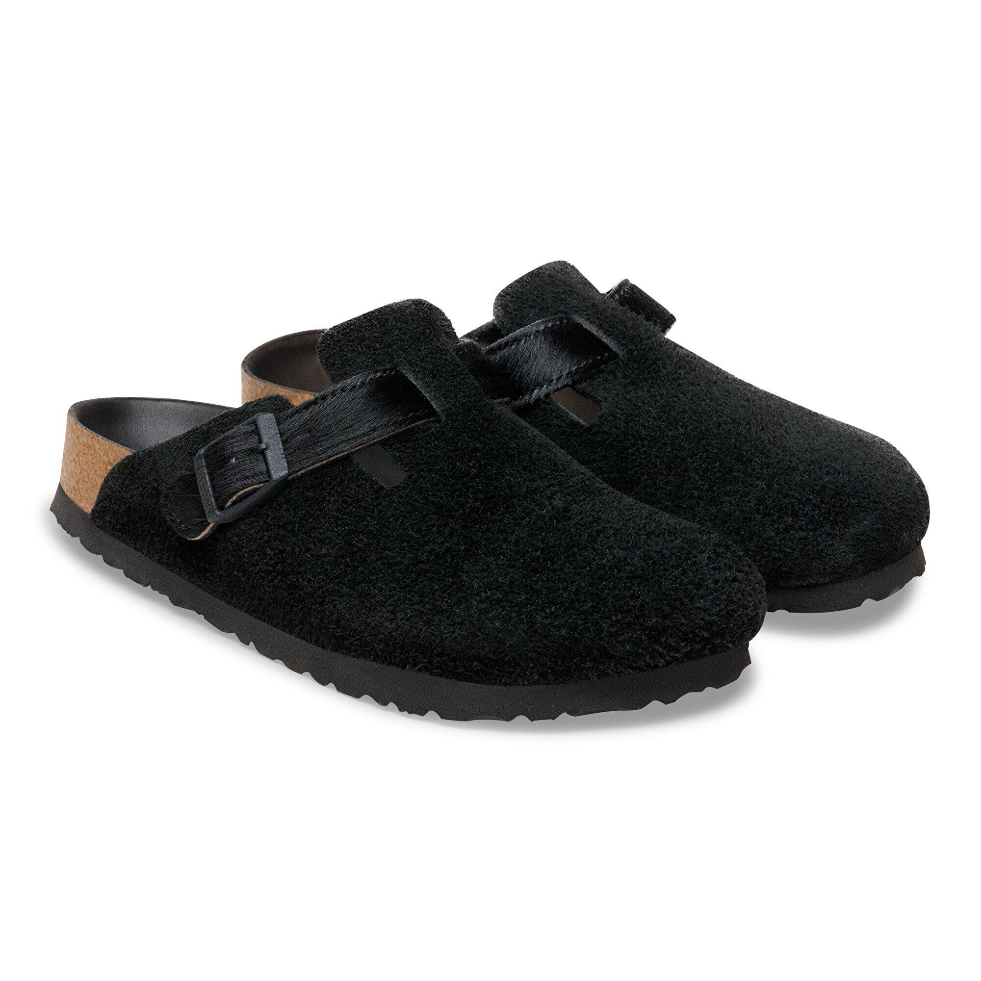 BIRKENSTOCK Boston Suede Leather/Fur Black Trail Easy detail