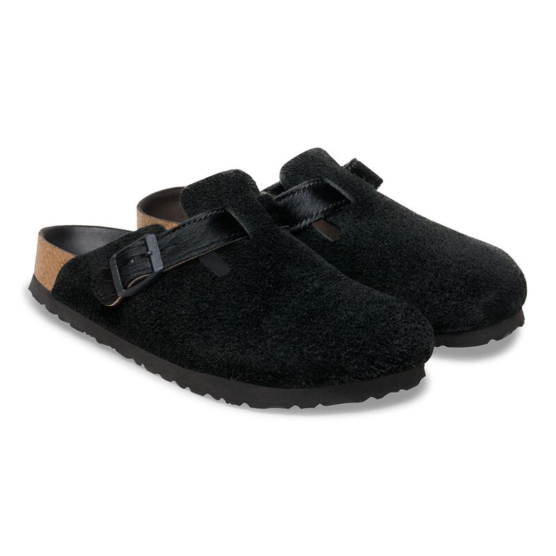 BIRKENSTOCK Boston Suede Leather/Fur Black Trail Easy detail