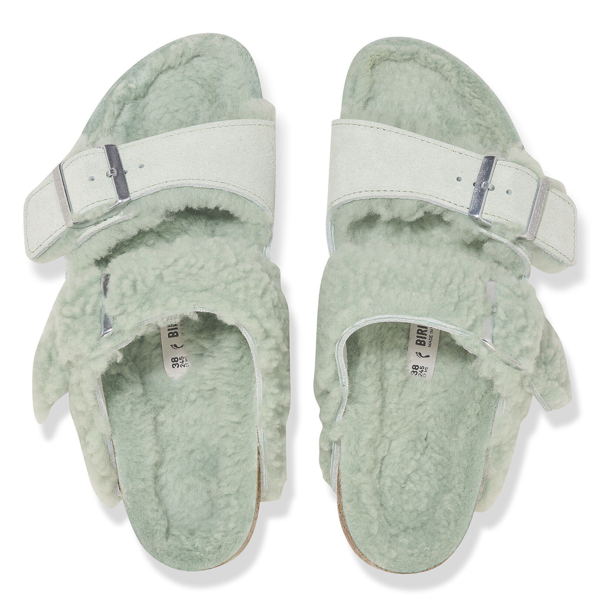 Arizona Teddy Split Suede Leather-Shearling in Color Matcha