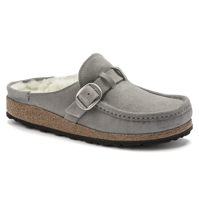 BIRKENSTOCK Buckley Shearling Suede Leather Black Walk Edit detail