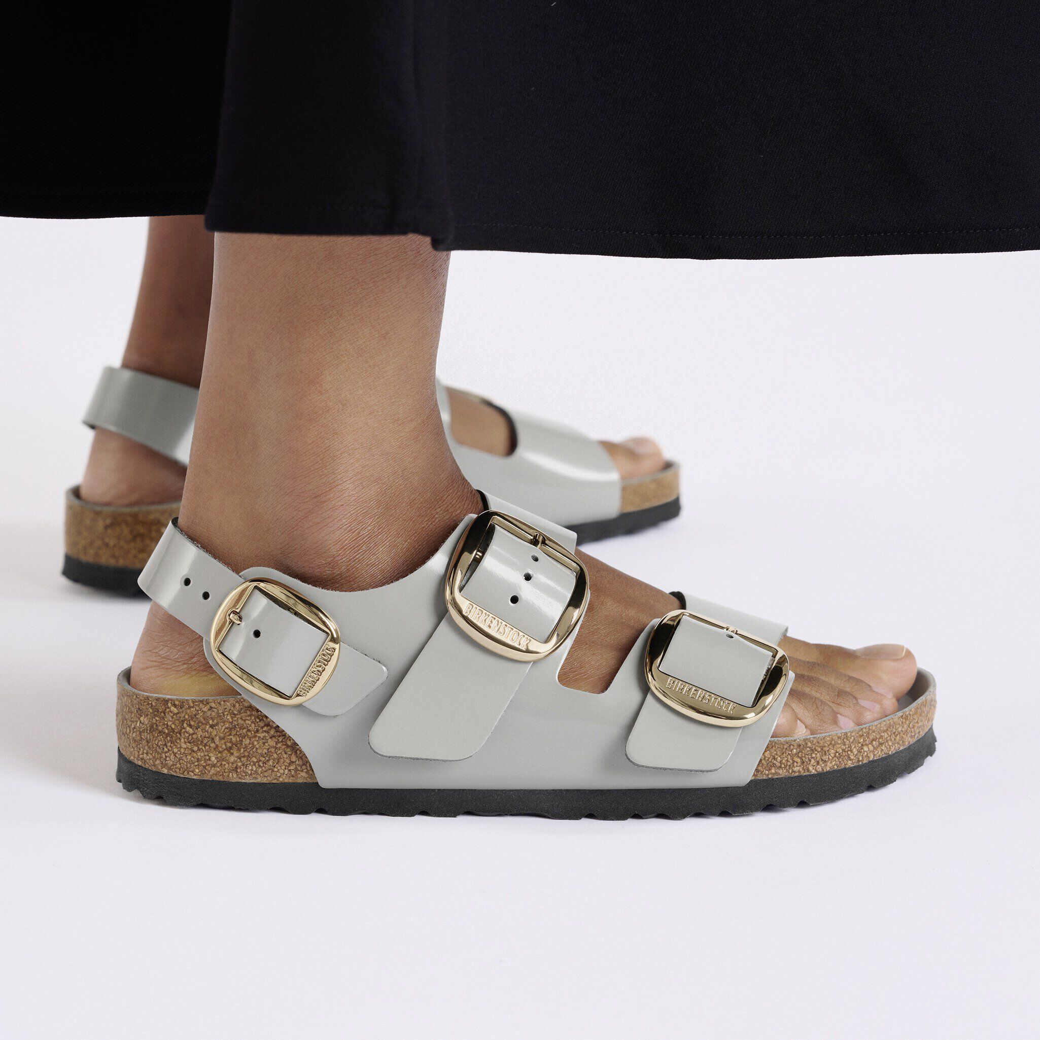 Milano Big Buckle Natural Leather Patent in Color High Shine