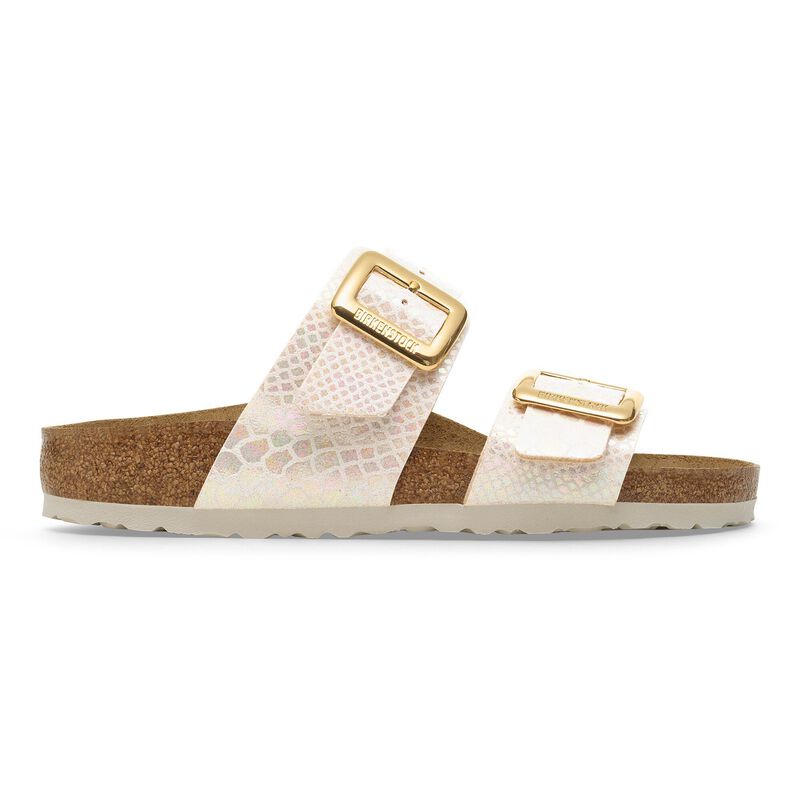 BIRKENSTOCK Sydney Cushion Buckle Synthetik Shiny Snake Cream Classic Fit detail