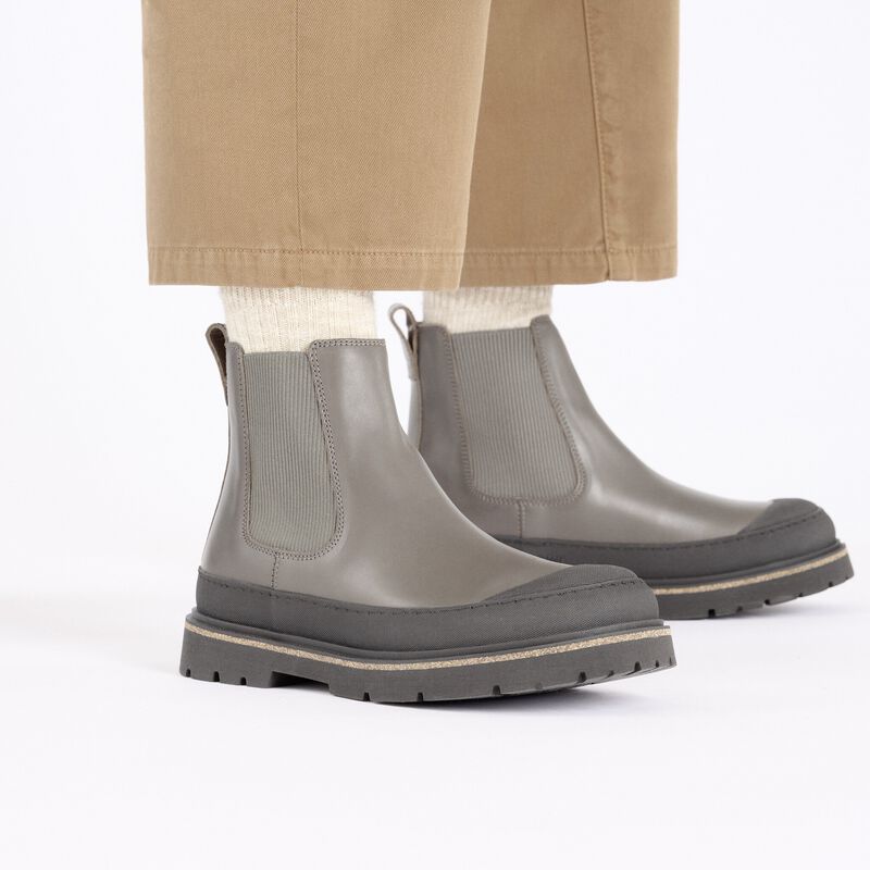 BIRKENSTOCK Prescott Slip On Men Waxy Leather Concrete Gray Daily Comfort detail