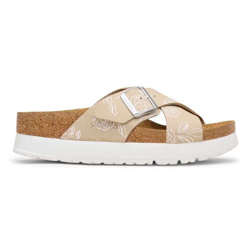 BIRKENSTOCK Siena PAP Flex Platform Nubuck Leather Oyster Flower Contour Sole detail