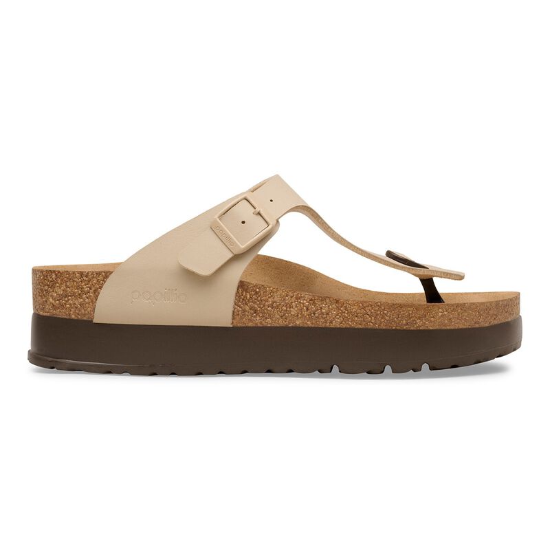 BIRKENSTOCK Gizeh Flex Platform Birko-Flor Sandcastle Soft Footbed detail