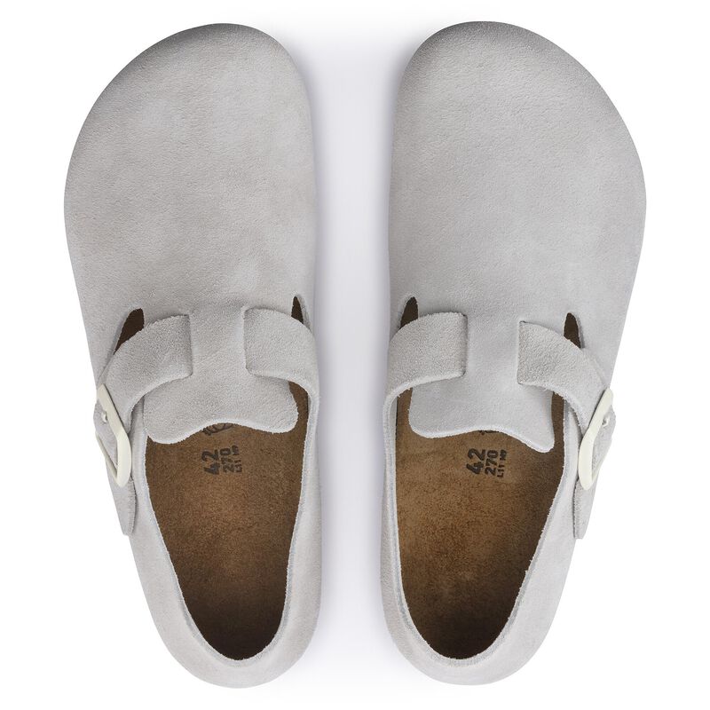 BIRKENSTOCK London Suede Leather Antique White Soft Footbed detail