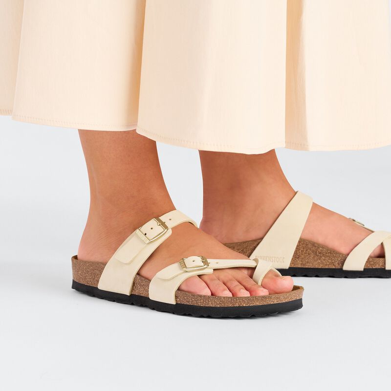 BIRKENSTOCK Mayari Nubuck Leather Ecru Daily Comfort detail