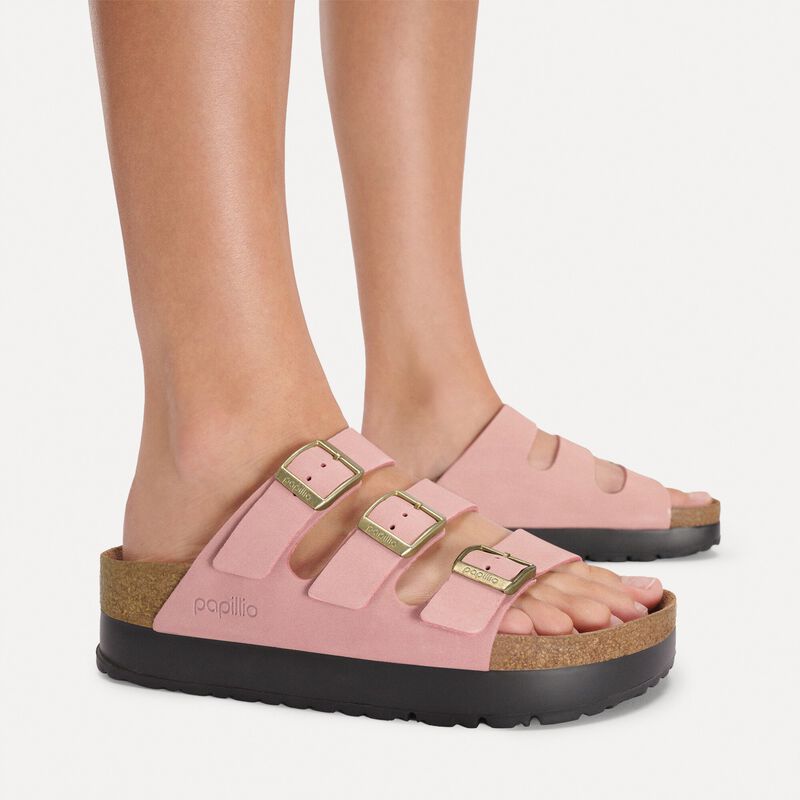 BIRKENSTOCK Florida Flex Platform Nubuck Leather Pink Clay Walk Edit detail