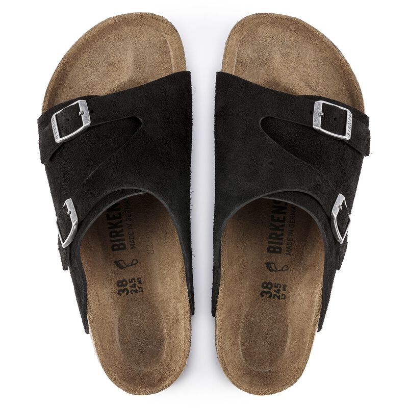 BIRKENSTOCK Zürich Suede Leather Black Lounge Fit detail