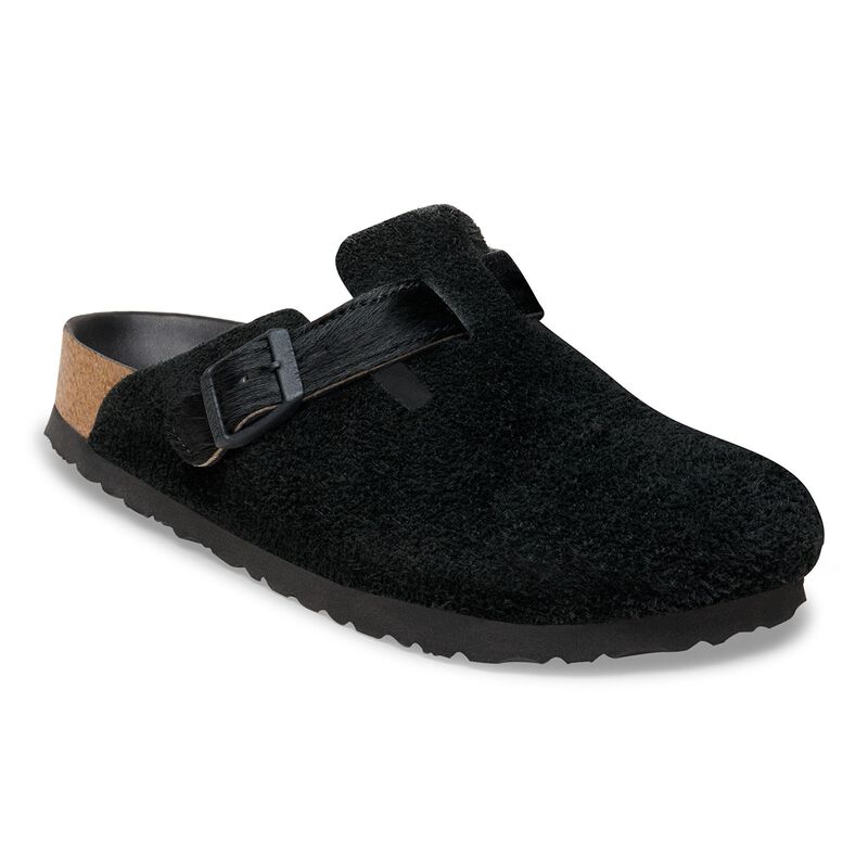 BIRKENSTOCK Boston Suede Leather/Fur Black Trail Easy detail