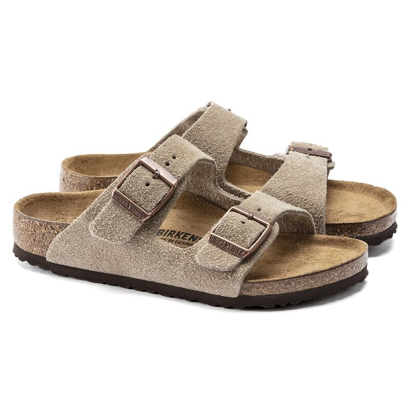 BIRKENSTOCK Arizona Kids Suede Leather Taupe Contour Sole detail