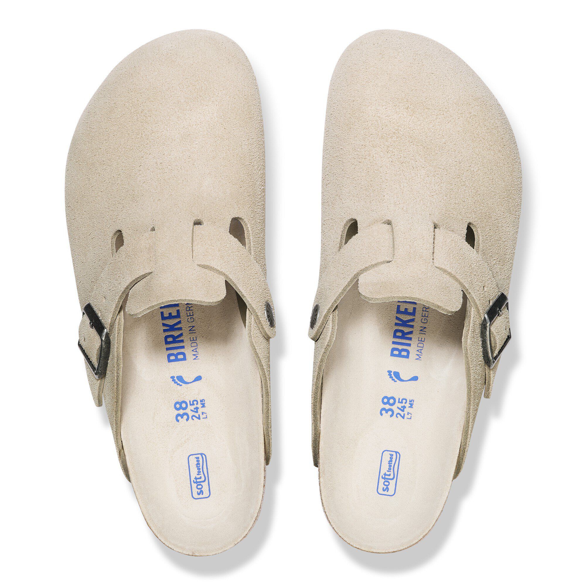 Boston Soft Footbed Suede Leather in Color Oyster Tonal