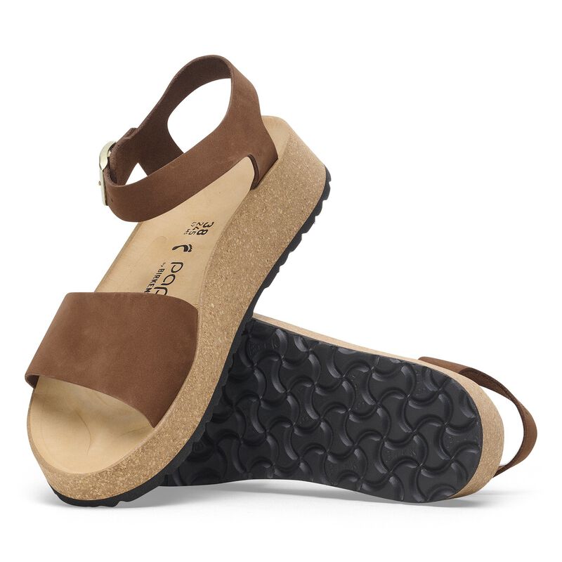 BIRKENSTOCK Glenda Nubuck Leather Dark Tea Soft Footbed detail