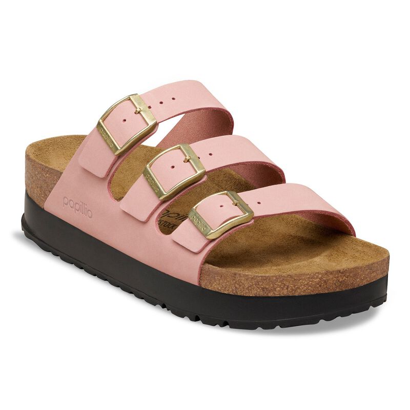 BIRKENSTOCK Florida Flex Platform Nubuck Leather Dark Tea Daily Comfort detail