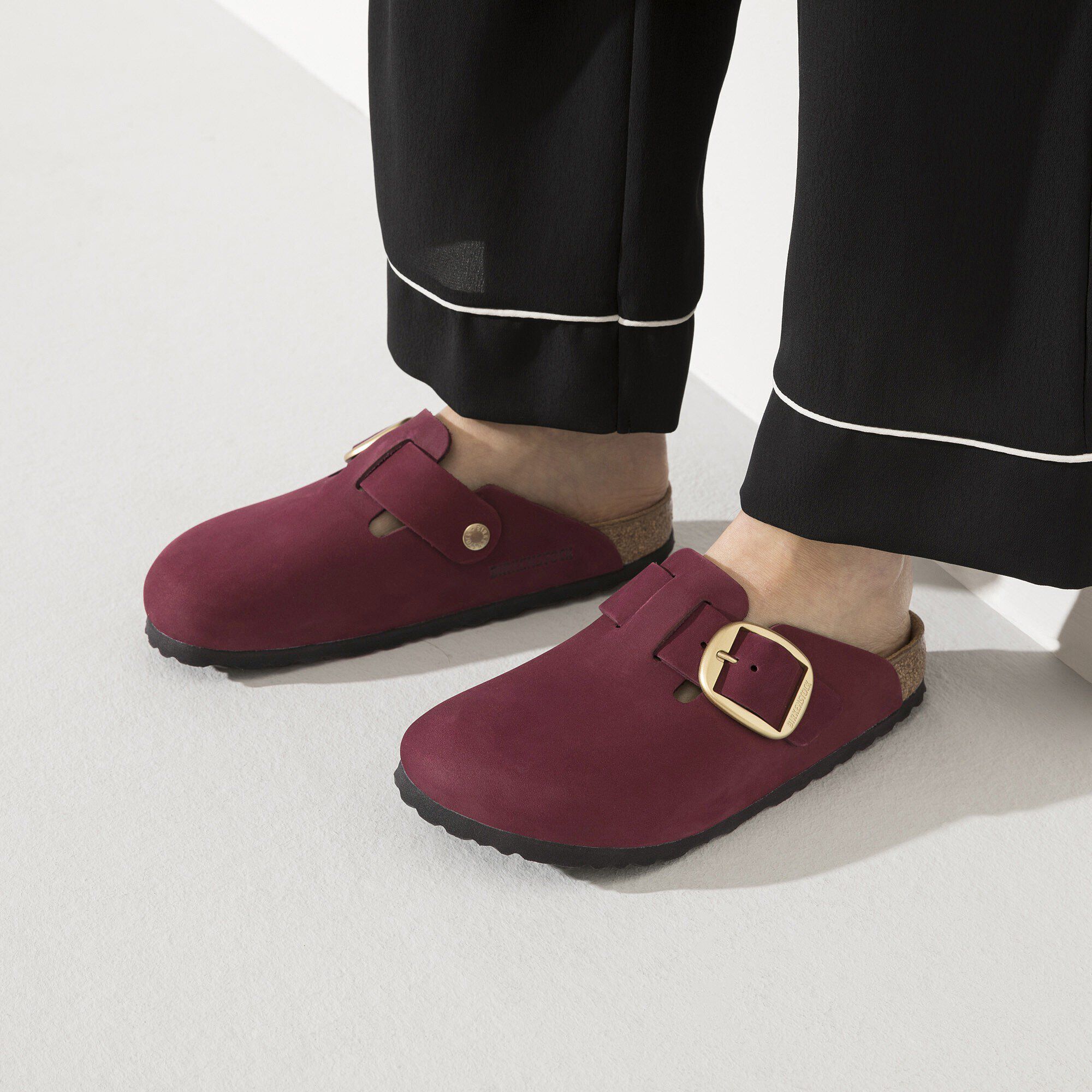 Birkenstock Boston Big Buckle マルーン 39 Boston Big Buckle Nubuck Leather in Color Maroon
