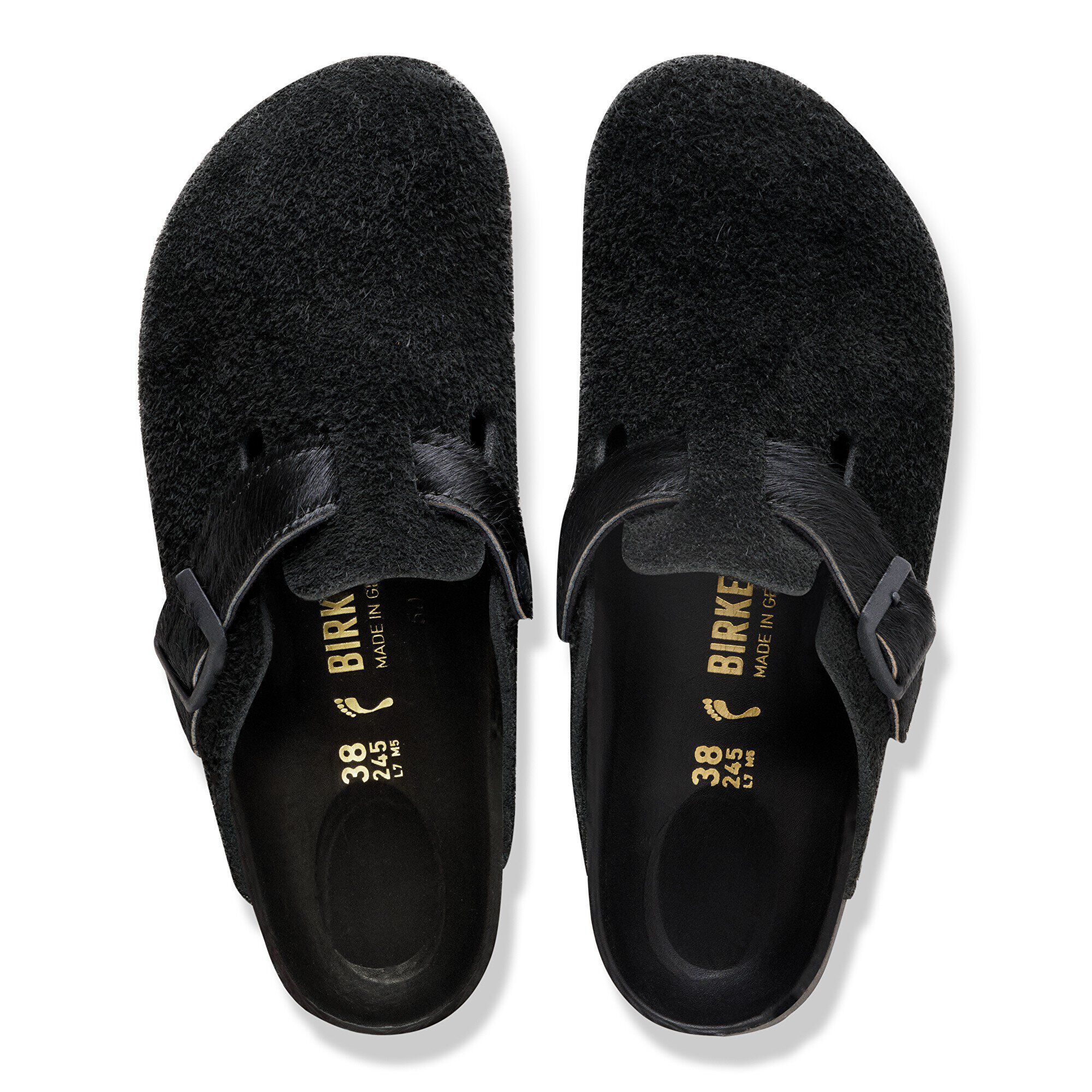 BIRKENSTOCK Boston Suede Leather/Fur Black Trail Easy detail