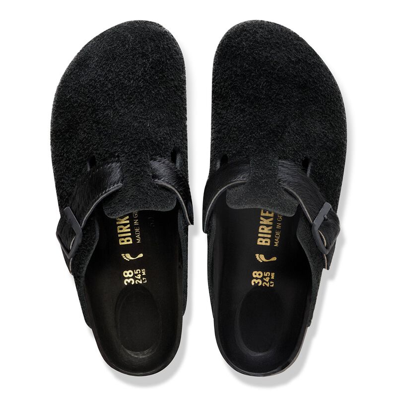 BIRKENSTOCK Boston Suede Leather/Fur Black Trail Easy detail