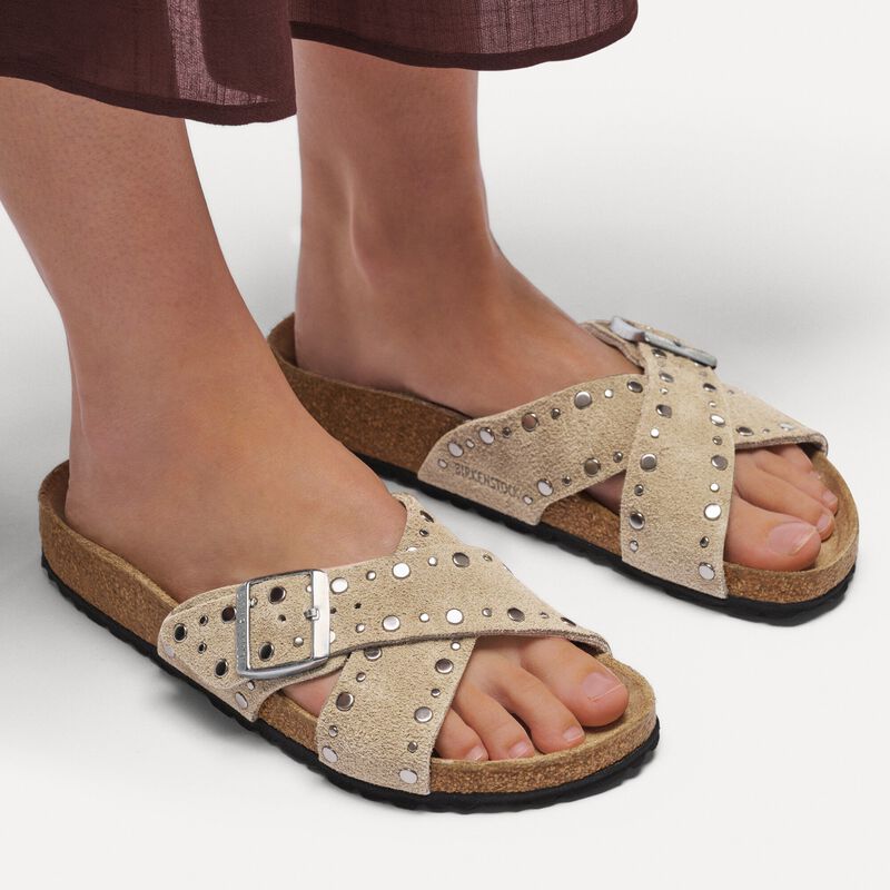 BIRKENSTOCK Siena Rivet Suede Leather Taupe Classic Fit detail