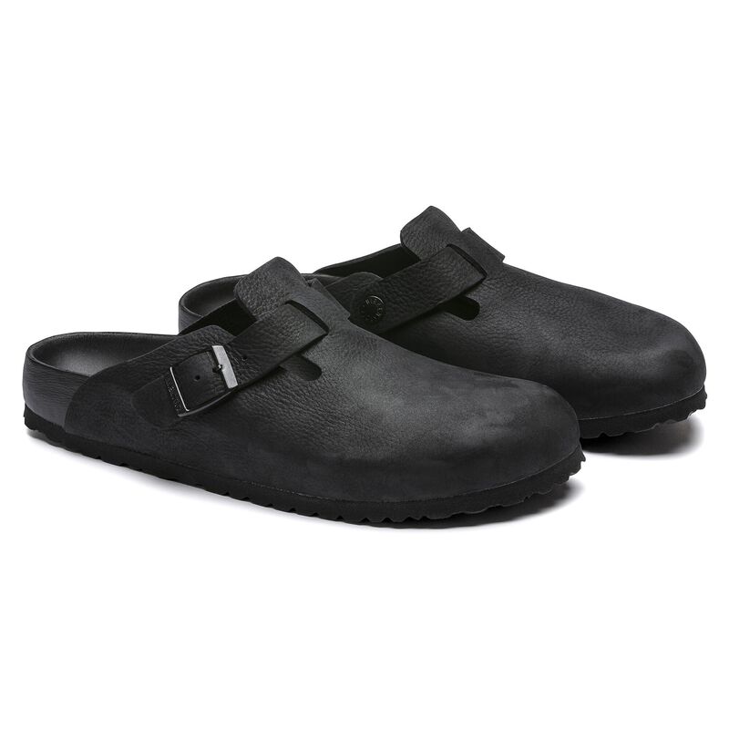 BIRKENSTOCK Boston Natural Leather Black Daily Comfort detail