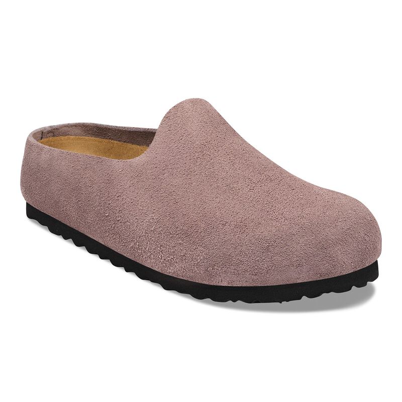 BIRKENSTOCK Amsterdam Wrapped Suede Leather Faded Purple Lounge Fit detail