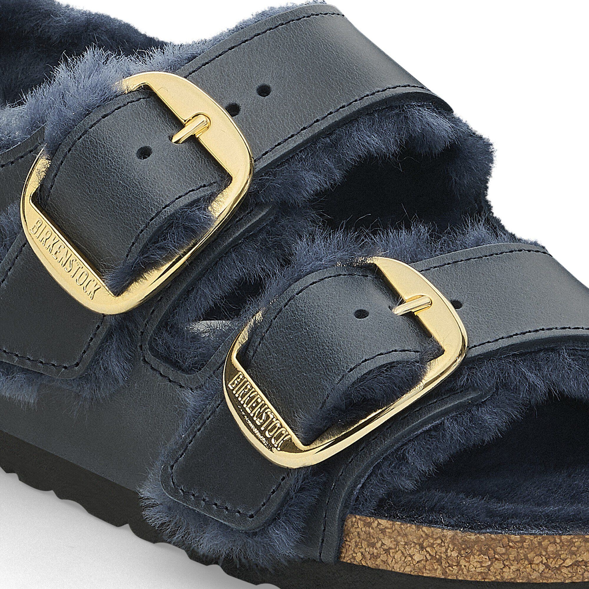 Milano Big Buckle Shearling Oiled Leather in Color Midnight Blue