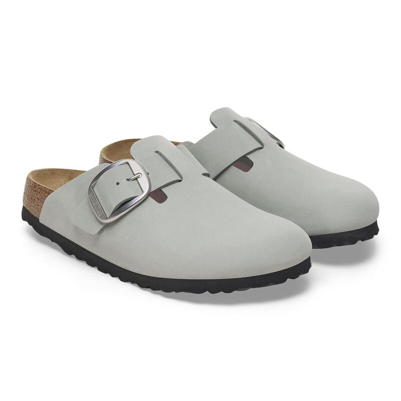 BIRKENSTOCK Boston Big Buckle Nubuck Leather Pure Sage Soft Sole detail