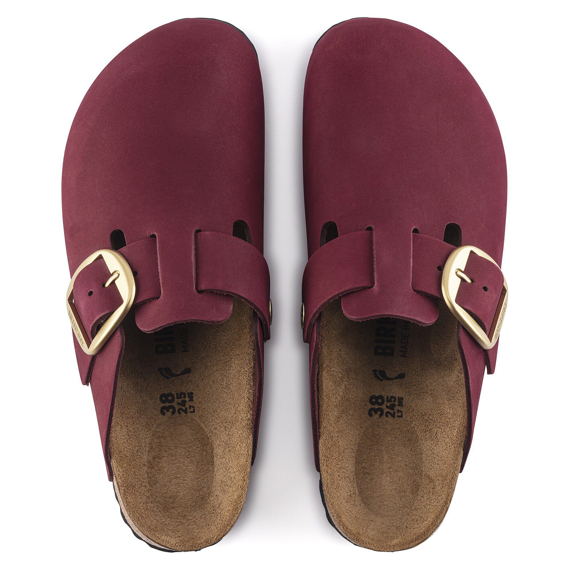 Birkenstock Boston Big Buckle マルーン 39 Boston Big Buckle Shearling Oiled Leather in Color Zinfandel