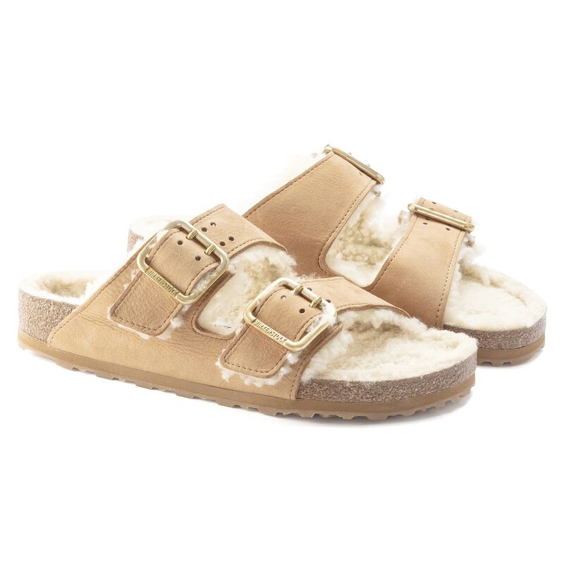BIRKENSTOCK Arizona Bold Shearling Natural Leather Cognac Walk Edit detail