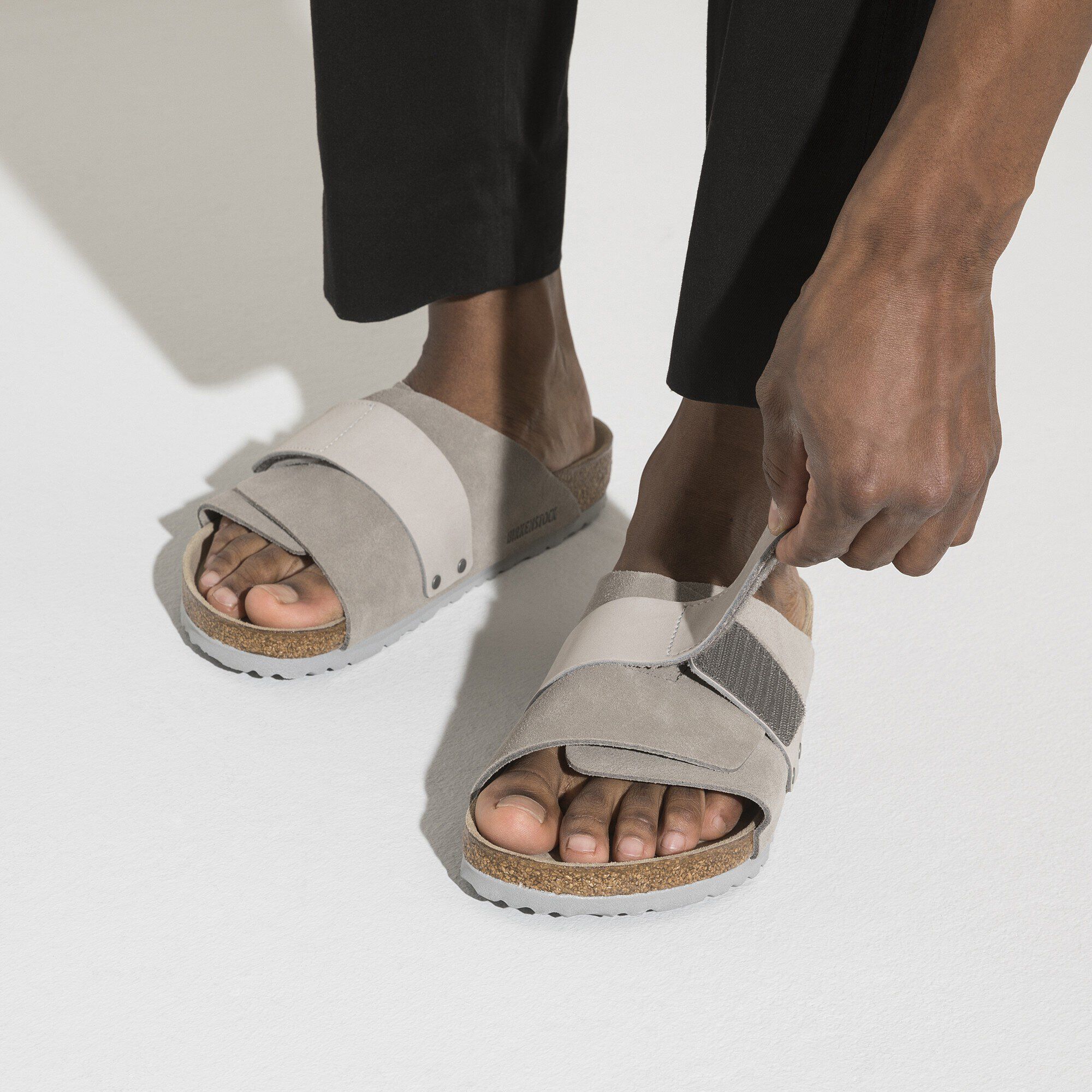 靴 BIRKENSTOCK kyoto Kyoto Nubuck-Suede Leather in Color Stone Coin | BIRKENSTOCK