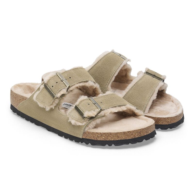 BIRKENSTOCK Arizona Shearling Suede Leather/Fur Taupe Walk Edit detail