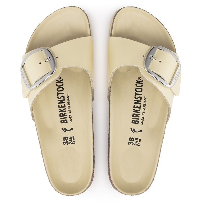 BIRKENSTOCK Madrid Big Buckle Natural Leather Patent High Shine Butter detail