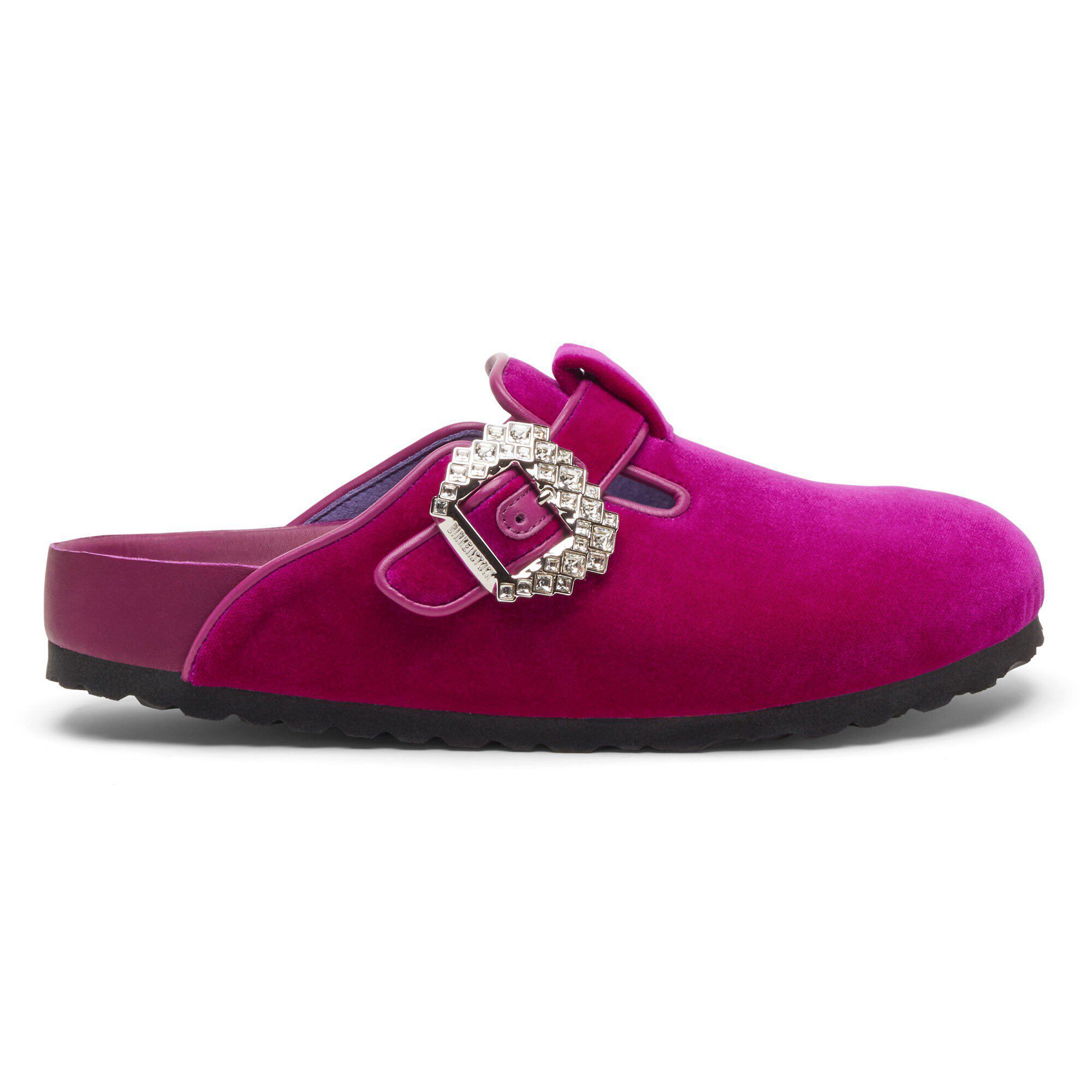 Manolo Blahnik Boston Velvet Crystal Buckle Velvet - a side view