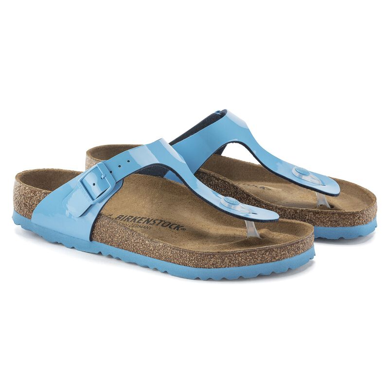 BIRKENSTOCK Gizeh Birko-Flor Patent Patent Sky Blue City Comfort detail