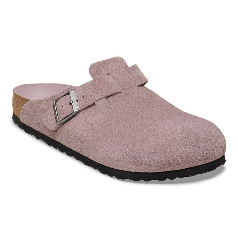 BIRKENSTOCK Boston Soft Footbed Suede Leather Concrete Gray City Comfort detail
