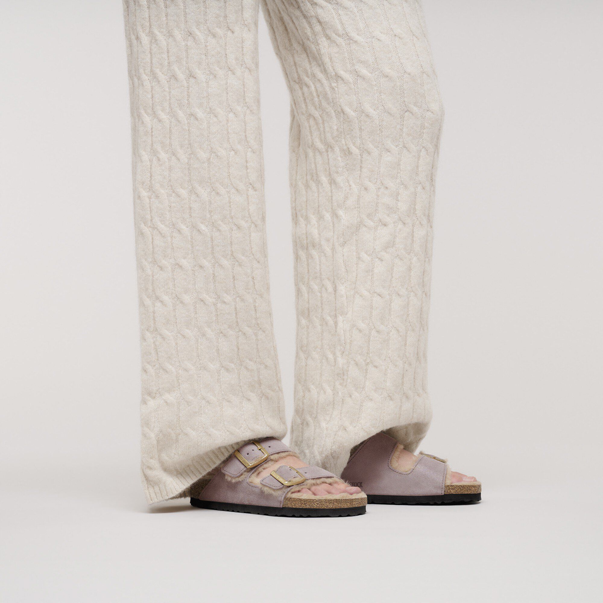 Arizona Shearling Suede Leather-Shearling with a female model