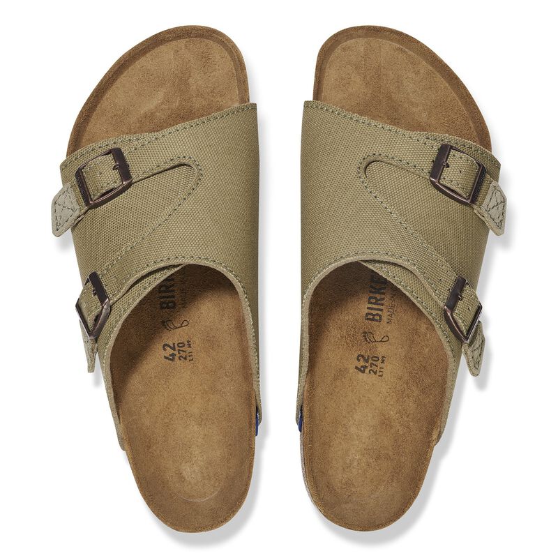 BIRKENSTOCK Zürich Canvas Natural Fiber Faded Khaki Daily Comfort detail