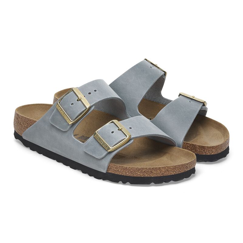 BIRKENSTOCK Arizona Waxy Leather Basalt Gray Daily Comfort detail