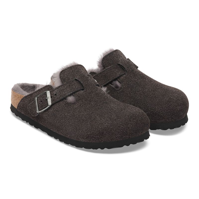 BIRKENSTOCK Boston Shearling Suede Leather Velvet Gray Contour Sole detail