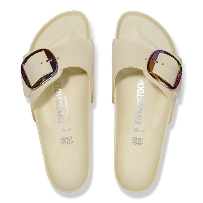 BIRKENSTOCK Madrid Big Buckle Natural Leather Nubuck Ecru Easy Walk detail