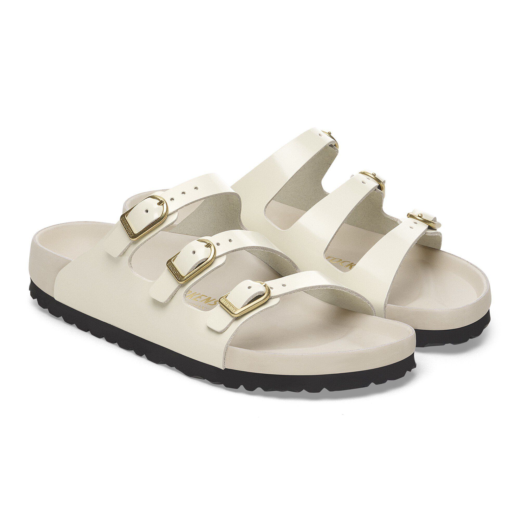 新品　Birkenstock Florida leather sandals Florida Exquisite Natural Leather Patent in Color High Shine