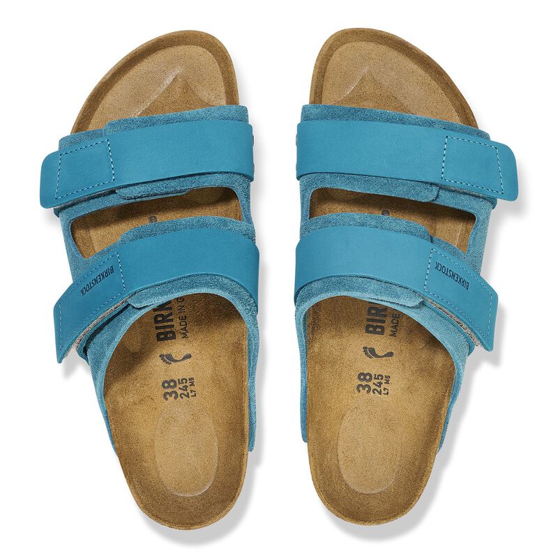 BIRKENSTOCK Uji Nubuck Leather/Suede Deep Turquoise Soft Sole detail