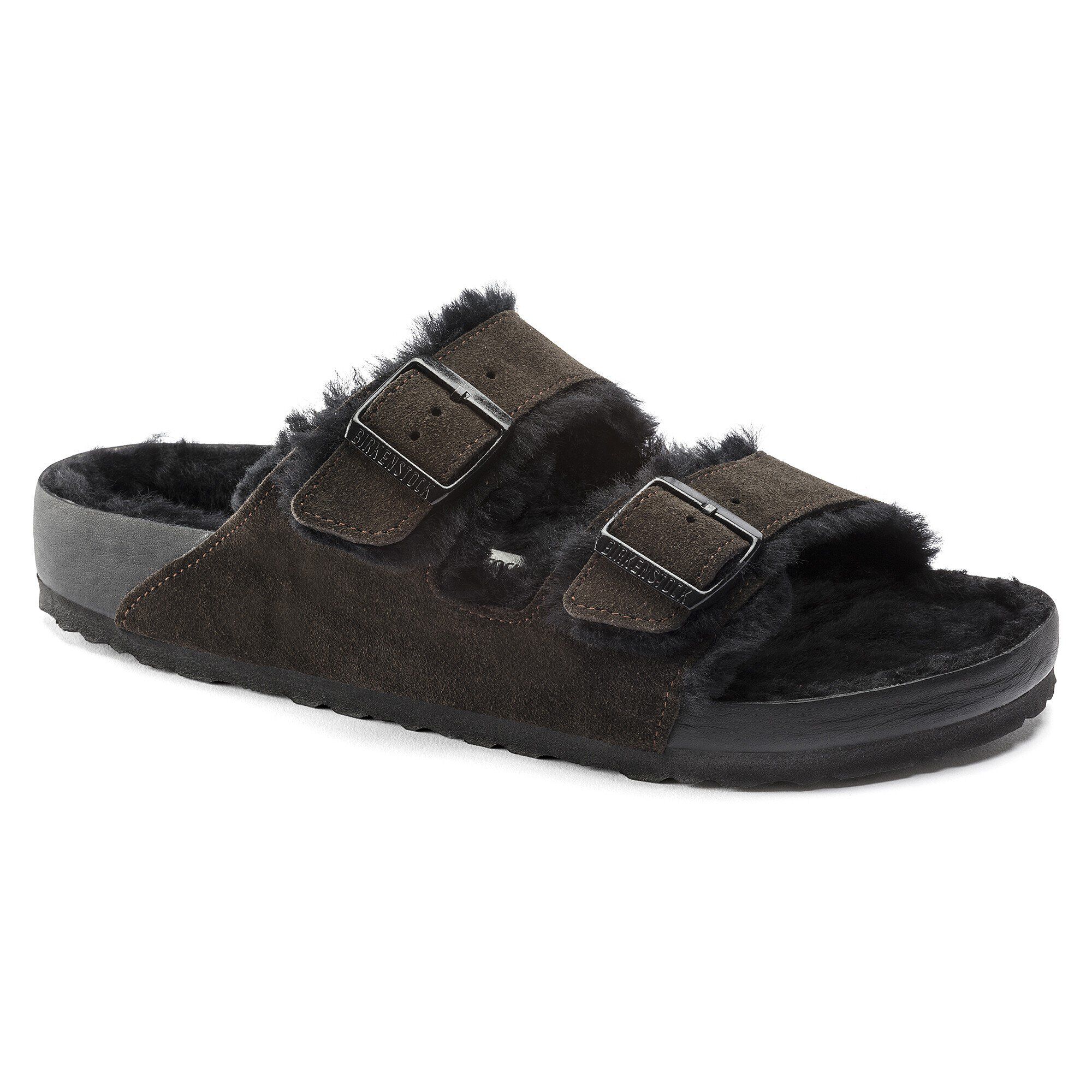 新品 BIRKENSTOCK ARIZONA SHEARLING Arizona Shearling Suede Leather in Color Black | BIRKENSTOCK US