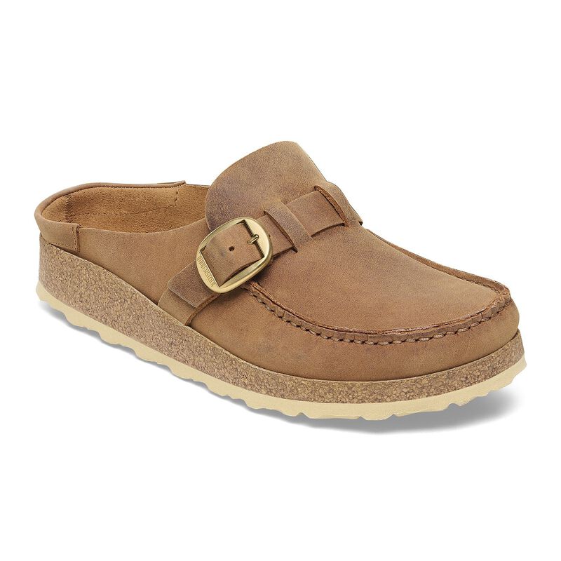 BIRKENSTOCK Buckley Natural Leather Oiled Tobacco Brown Soft Footbed detail
