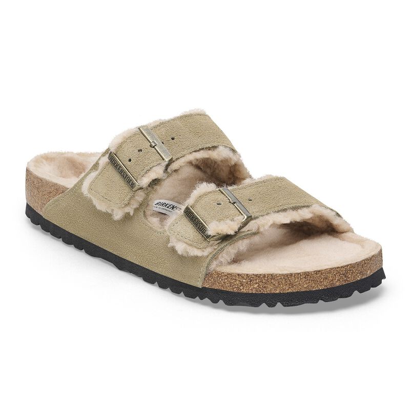 BIRKENSTOCK Arizona Shearling Suede Leather/Fur Taupe Walk Edit detail