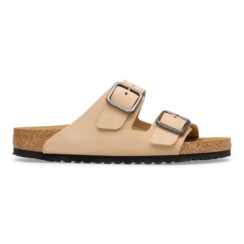 BIRKENSTOCK Arizona Wire Buckle Nubuck Leather Sandcastle Soft Footbed detail