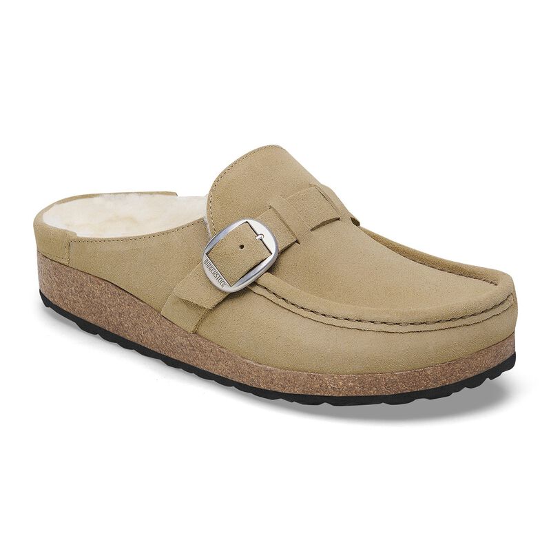 BIRKENSTOCK Buckley Shearling Suede Leather Black Walk Edit detail