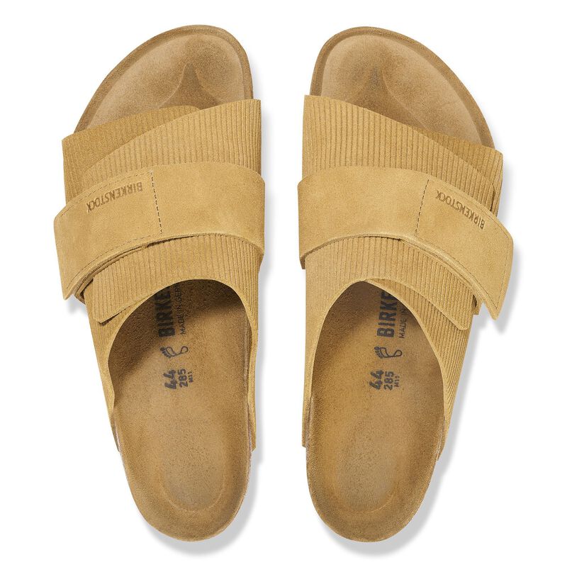 BIRKENSTOCK Kyoto Suede Leather Embossed Corduroy Cork Brown Daily Comfort detail