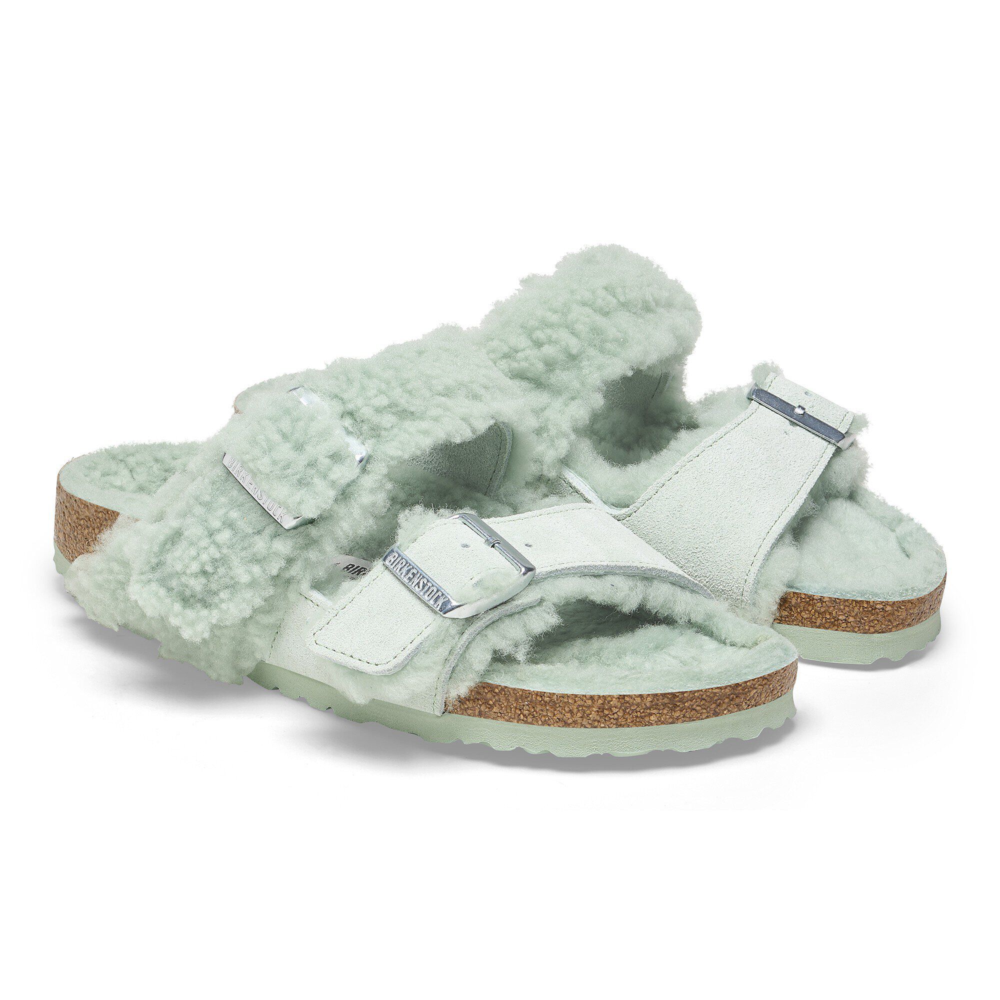 Arizona Teddy Split Suede Leather-Shearling in Color Matcha