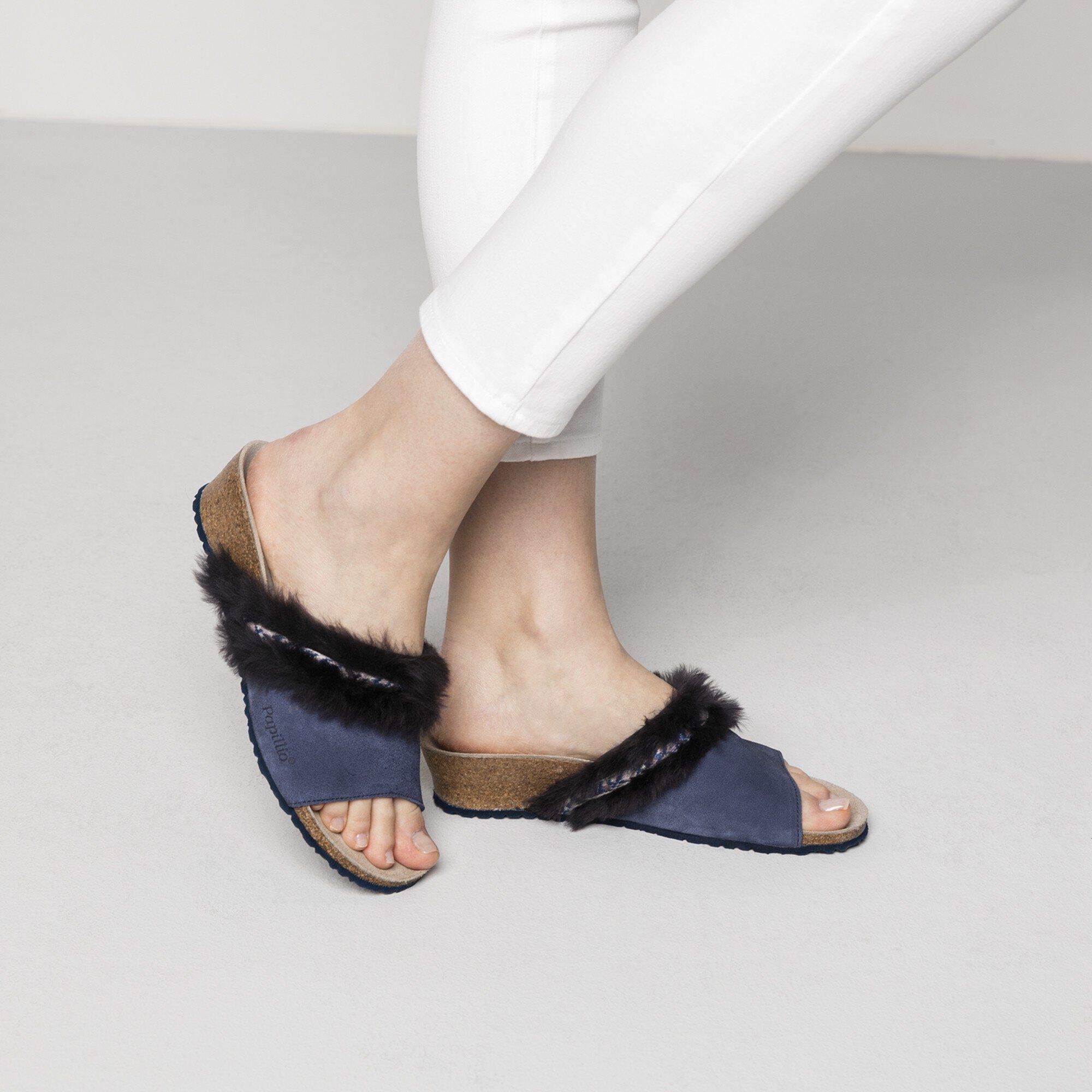 Amber Suede Leather/Fur Close-up with a female model