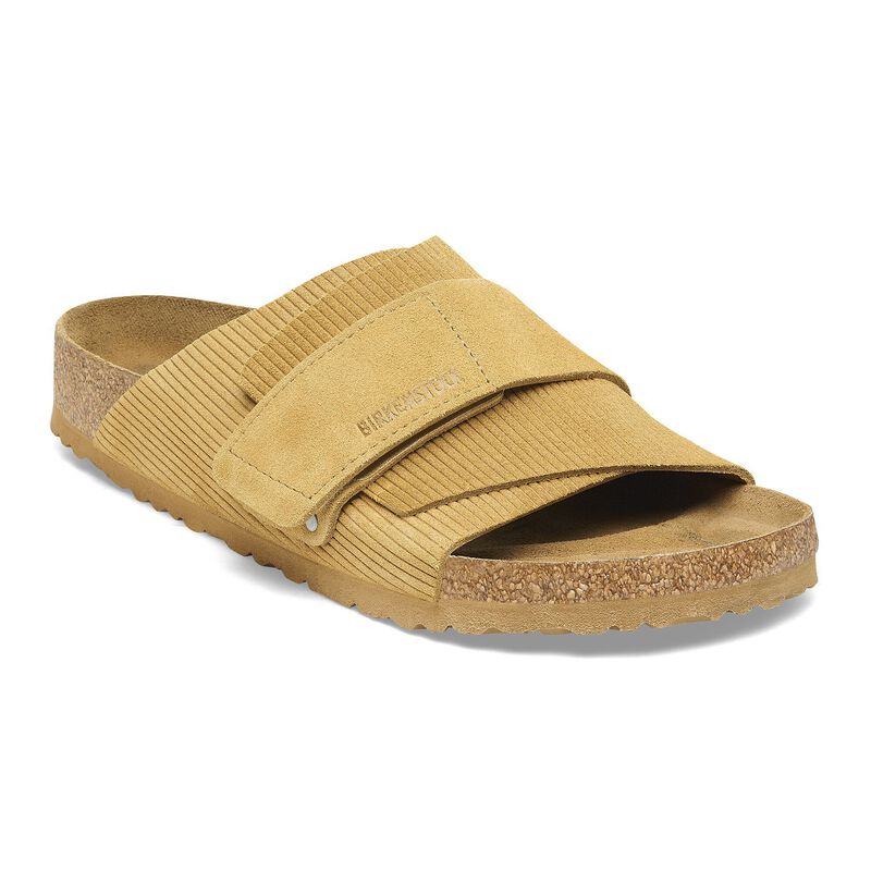 BIRKENSTOCK Kyoto Suede Leather Embossed Corduroy Cork Brown Daily Comfort detail